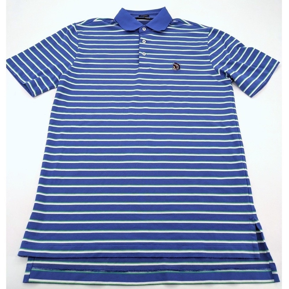 Shinnecock Hills Polo Shirt Mens Small Striped Polo Golf Ralph Lauren Blue EUC